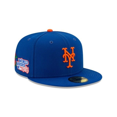 Blue New York Mets Hat - New Era MLB State Flower 59FIFTY Fitted Caps USA8641539